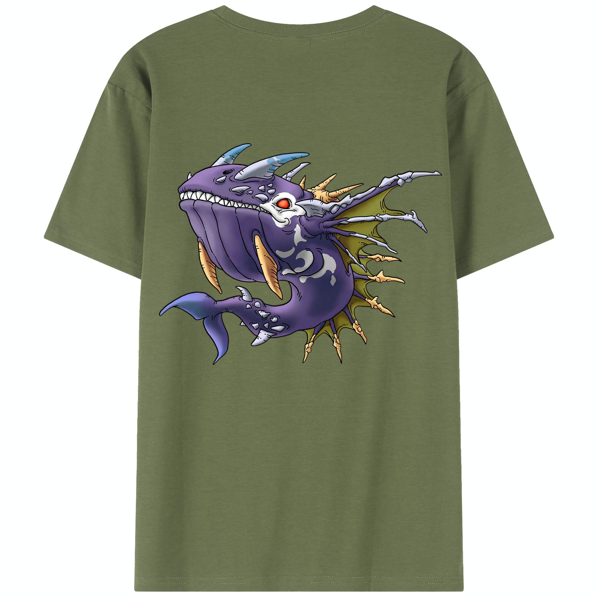 （画像用） ドラゴンクエスト Doragon Kuesuto Dragon Quest 綿100％半袖Tシャツ（背面プリント）